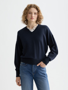 Maison Scotch - Essential V-Neck Relaxed Fit Pullover - Night