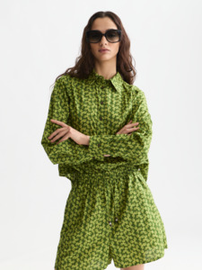 Maison Scotch - Printed Relaxed Fit Shirt - Mini Cactus Garden Green