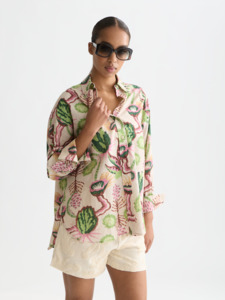 Maison Scotch: Maison Scotch - Linen Blend Printed Shirt - Desert Floral Canyon Clay