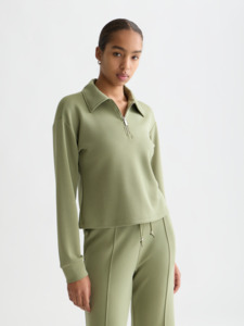 Maison Scotch - Quarter Zip Tencel Sweatshirt - Oil Green