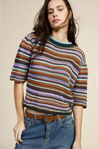 New Season: Dixie - Striped Knit SS Pullover - Multi