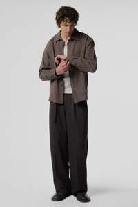 Shirts: Beach Brains - Hold LS Shirt - Brown Check