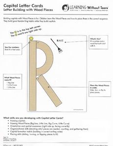 Learning Without Tears: Capital Letter Cards for Wood Pieces - Laminated