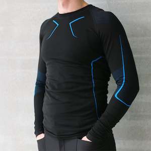 Esko BASE1, Long Sleeved Top - Black / Blue.  Size XL/2XL