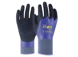 Safety Equipment: Towa Activgrip 569 Nitrile Double Full Dip Glove, Size Medium