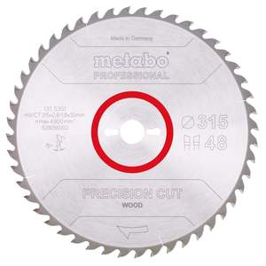 Metabo 315x30mm Z48 WZ 15 Precision Cut Wood Saw Blade - Professional