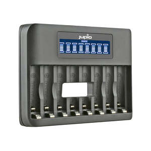 Jupio 8 Slot Fast Charger With Lcd Screen For Aa & Aaa Rechareable Batteries