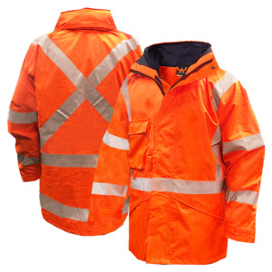 Esko Hi Vis-Rain Jacket ,Flame Retardant, Orange TTMC-Size L