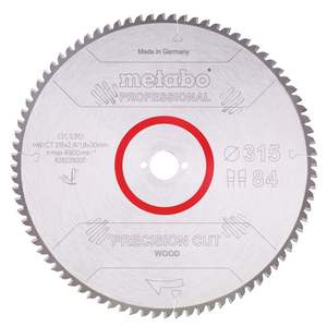 Metabo 315x30mm Z84 WZ 5 Neg. Precision Cut Wood Saw Blade - Professional