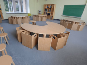 Products: Large Moon Shaped Nursery Table 10 seater - Engrain