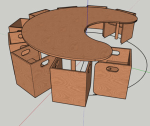 Products: Small Moon-shaped Nursery Table seats 8 - Engrain