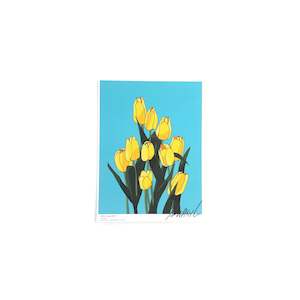 Postcards: A5 Flower Poster - Yellow Tulip (BLUE)