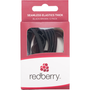 Red Berry: R/B Thick Seamless Elastics - Black/Brown 12pk