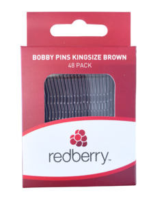 Red Berry: R/B Bobby Pins K/Size - Brown