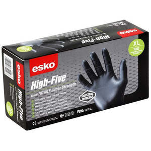 High-Five Blk Nitrile P/F Gloves - XL