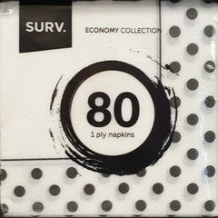 Black Polka Dot Napkin 1ply 80pk