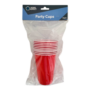 Party: HA Party Cups Red Plastic H/Sell 10pk