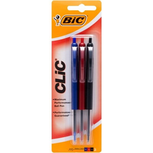 Bic: Bic H/Sell Clic Pens 3pk - Asstd