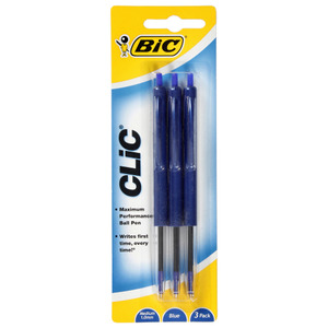 Bic: Bic H/Sell Clic Pens 3pk - Blue