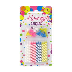 Balloon Candle Sale: Hooray Candles W/Holder 12pcs