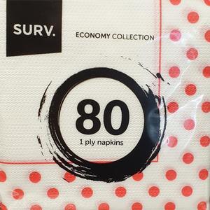 Red Polka Dot Napkin 1Ply 80pk