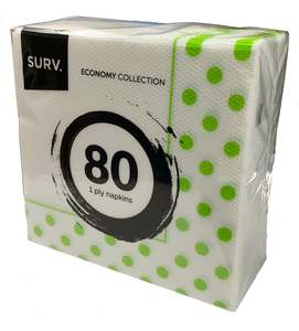 Lime Polka Dot Napkin 1Ply 80pk
