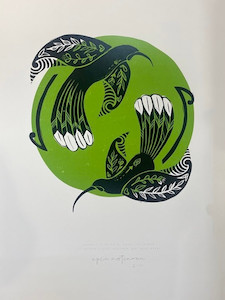 Huia pair circle (Limited edition print) Epic Aotearoa