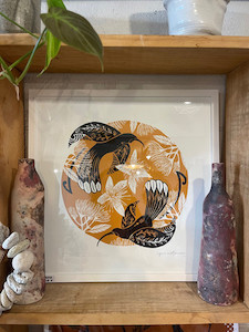 Products: Huia pōhutukawas floral (Limited edition print) Epic Aotearoa