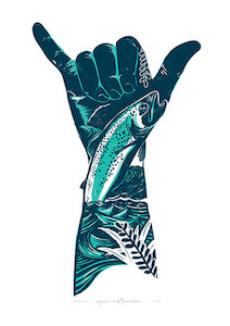Trout shaka (Limited edition print) Epic Aotearoa