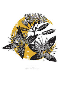 Products: Pōhutukawa Flowers with Moon - A3 Epic Aotearoa