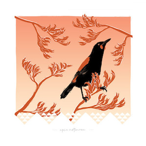 Products: Tīeke Saddleback Large Square Print Epic Aotearoa