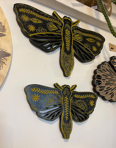 Hand carved Puriri moths set Epic Aotearoa