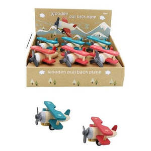 Wooden Vehicles: Pull-back Classic Wooden Plane