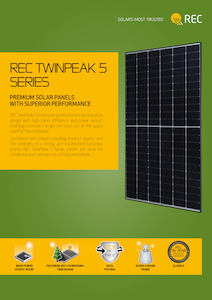 Solar Panel: REC TP5 410w BLACK FRAME / WHITE BACKING SHEET Half Cell Solar Panel