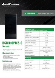 Solar Panel: Bluesun 110w Shingled ULTRA low light Mono FULL BLACK