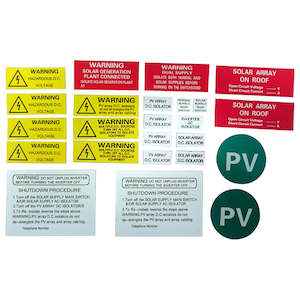 Compliant Label Kits: AS 4777 Solar Grid Tie PV Label Kit