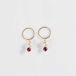 Earrings: Pearl and Garnet Bead Danglers