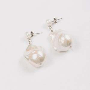 Pearl: Large Baroque Stud Pearl Earrings