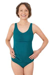 Amoena Swimwear: Amoena Tulum Mastectomy Tankini Set - Teal