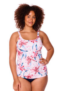 Mastectomy Swimwear: Genevieve Scoop Neck Mastectomy Tankini Top- Tigerlily