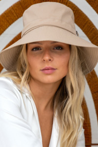 Rigon Headwear: Rigon Rosanna Bucket Hat - Beige