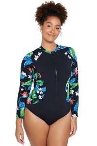 Genevieve Swimwear: Genevieve Long Sleeve Mastectomy Scuba Suit - Paradise
