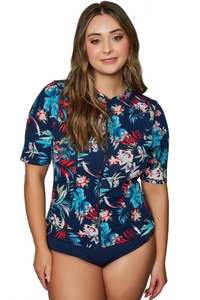Genevieve Swimwear: Genevieve Short Sleeve Mastectomy Rash Top - Botanica