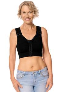 Amoena Bras: Amoena Lymph Flow Long Front Closure Soft Bra - Black