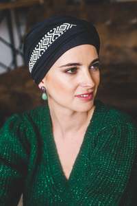 Turbans: Carebell Comfort Ikat Turban - Black