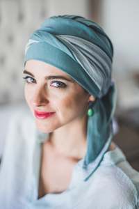 Carebell Smooth Turban - Aquamarine & Gold