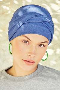 Christine Headwear: Christine Viva Zoya Turban - Blue Melange
