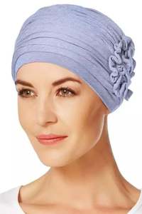Christine Headwear: Christine Lotus Turban - Light Blue Melange