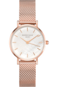 Watches: ROSEFIELD  SMALL EDIT -  ROSE GOLD MESH STRAP/WHITE FACE
