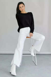 Mia Fratino: MIA FRATINO EMMA CASHMERE CREW - JET BLACK